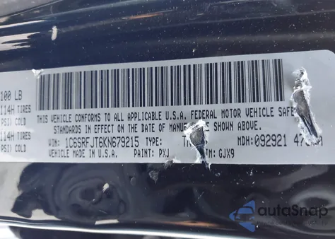 2019 Ram 1500 Laramie 4X4 5'7 Box из США, поврежденный, VIN 1C6SRFJT6KN679215